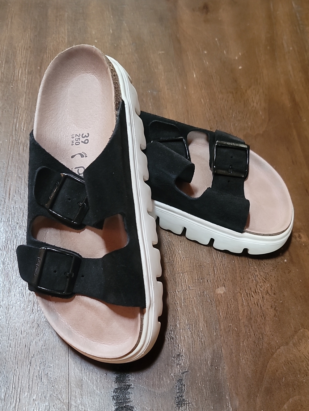 Birkenstock Papillio Arizona Platform Sandals  Black Suede Women's Size EU 39